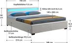 2dekans | Gestoffeerd bed Lyon - 140 x 200 cm - Wit - LED, Huis en Inrichting, Ophalen of Verzenden, Zo goed als nieuw, Wit