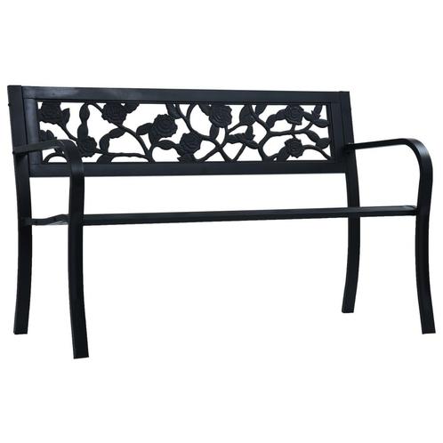 vidaXL Tuinbank 125 cm staal zwart, Tuin en Terras, Tuinbanken, Nieuw, Metaal, Verzenden