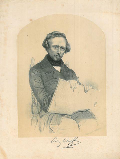 Portrait of Ary Scheffer, Antiek en Kunst, Kunst | Etsen en Gravures