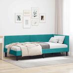 vidaXL Hoekbedframe met hoofdeinde Turquoise 100 cm x 200 cm, Huis en Inrichting, Verzenden, Nieuw, Stof