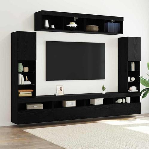 vidaXL TV Wandkast Set 6 pcs Zwart eiken 30.5 x 30 x 102 cm, Huis en Inrichting, Kasten | Televisiemeubels, Nieuw, Minder dan 50 cm