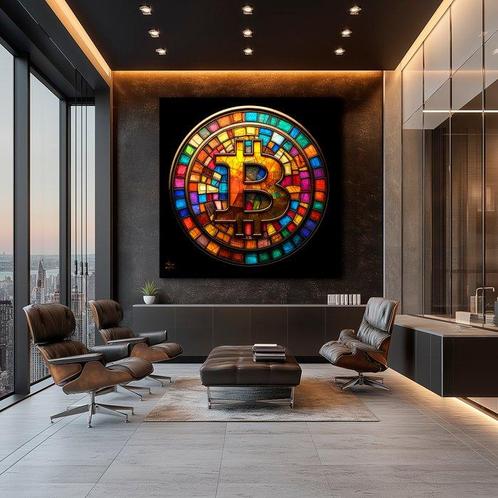 PLM-Art - Bitcoin full colors vitraux style, Antiek en Kunst, Kunst | Schilderijen | Modern