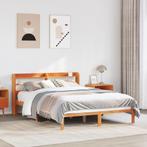 vidaXL Bedframe met hoofdbord massief grenenhout wasbruin, Bruin, Verzenden, Nieuw, 190 cm of minder
