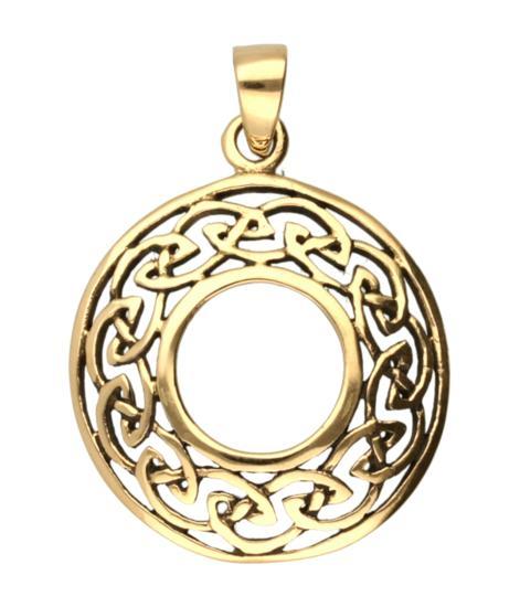 Keltische knoop open rond ketting hanger - brons, Sieraden, Tassen en Uiterlijk, Kettinghangers, Verzenden