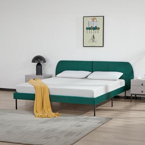 Gestoffeerd bed Porvoo met bedbodem 160x200 cm donkergroen [, Huis en Inrichting, Slaapkamer | Bedden, Verzenden