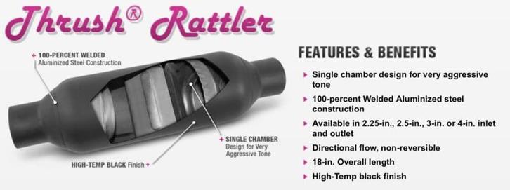 Thrush rattler 2,5 inch muffler 24254, Auto-onderdelen, Uitlaatsystemen, Nieuw, Ophalen of Verzenden