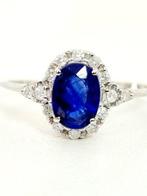 Ring - 18 karaat Witgoud Saffier - Diamant, Nieuw