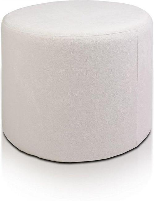Stijlvolle pluche poef - gebroken wit - 43cm x 53cm - lic..., Huis en Inrichting, Banken | Voetenbanken en Poefen, Nieuw, Ophalen of Verzenden