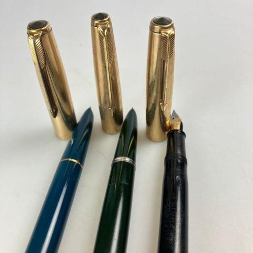 Parker - 3 Vintage 51 Foutain pen Gold Plated - Zonder, Verzamelen, Pennenverzamelingen