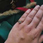 Bron Jewelry roségouden Sushi ring gezet met aquamarijn, Gebruikt, Overige kleuren, Ophalen of Verzenden, Kleiner dan 17