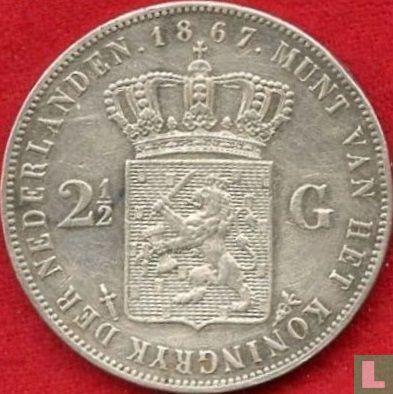 Nederland 2½ gulden 1867 (munten), Postzegels en Munten, Munten | Nederland, Losse munt, Goud, Zilver, Verzenden
