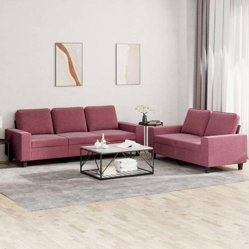vidaXL 2-delige Loungeset stof wijnrood, Huis en Inrichting, Banken | Bankstellen, Nieuw, Stof, Vierpersoons of meer, Verzenden