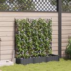vidaXL Plantenbakken 3 st met latwerk 120x40x125,5 cm zwart, Verzenden, Nieuw, Minder dan 60 cm