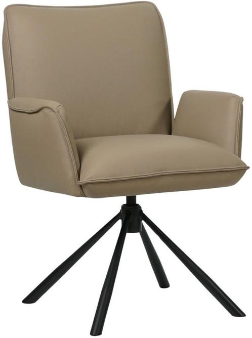 Taupe leren industriële draaibare eetkamerstoel - Toledo Lee, Huis en Inrichting, Stoelen, Eén, Overige kleuren, Nieuw, Leer, Ophalen of Verzenden