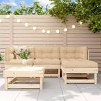 vidaXL 5-delige Loungeset met kussens massief hout, Tuin en Terras, 5 zitplaatsen, Verzenden, Nieuw, Loungeset