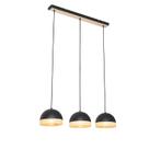 Oosterse hanglamp zwart met rotan 3-lichts - Magna Rotan, Huis en Inrichting, Lampen | Hanglampen, Nieuw, Overige materialen, Oosters