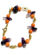 Armband - 18 karaat Geel goud Koraal - Amethist, Sieraden, Tassen en Uiterlijk, Armbanden, Nieuw