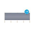 Strand Windscherm 4 meter blauw wit, Nieuw, Verzenden