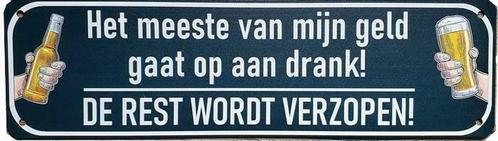 Geld gaat op aan drank reclamebord, Verzamelen, Merken en Reclamevoorwerpen, Nieuw, Verzenden