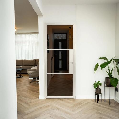 Stalen Binnendeur - 3 Vlaks - Wit - Rook glas - Met slot, Doe-het-zelf en Verbouw, Deuren en Horren, Nieuw, Metaal, Binnendeur