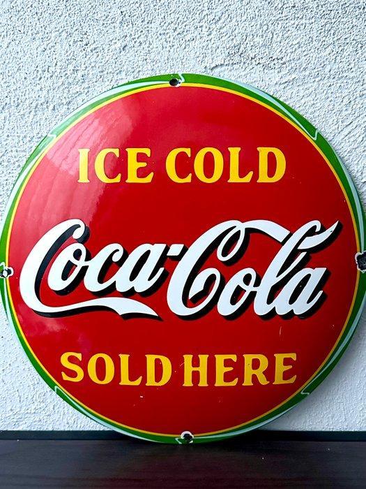 No reserve- Vrij groot Coca Cola emaille reclamebord -, Antiek en Kunst, Antiek | Wandborden en Tegels