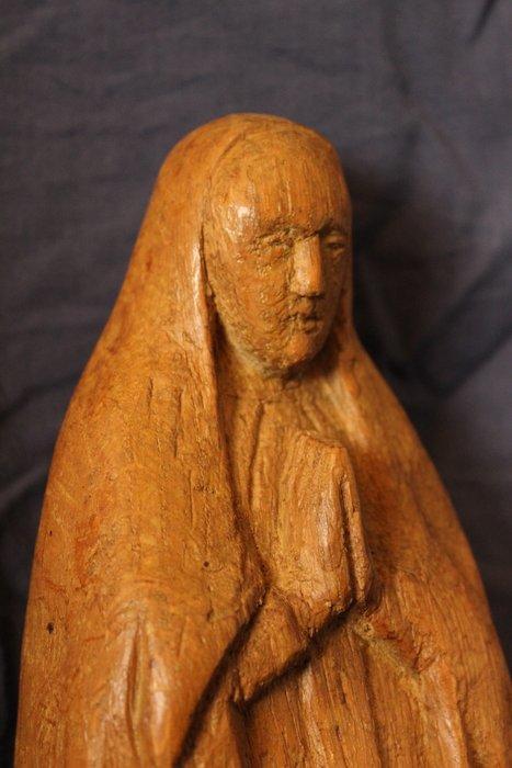 Standbeeld van de Maagd in gebed – dicht exotisch hout, Antiek en Kunst, Antiek | Boeken en Bijbels