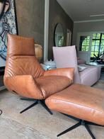Luxe Lederen Relaxfauteuil met Hocker – Showroommodel NU €18, Huis en Inrichting, Fauteuils, Ophalen, Leder, 100 tot 125 cm, Zo goed als nieuw