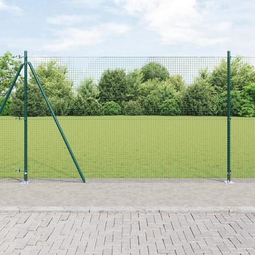 vidaXL gelaste draadomheining met 13 geflensde palen Groen, Tuin en Terras, Schuttingen, Nieuw, IJzer, Verzenden