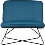 Blauwe leren fauteuil zonder armleuning |  blauw leer | NIEU, Huis en Inrichting, Fauteuils, Nieuw, Ophalen of Verzenden, 75 tot 100 cm