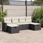 vidaXL 6-delige Loungeset met kussens poly rattan zwart, Verzenden, Nieuw, Rotan, Loungeset