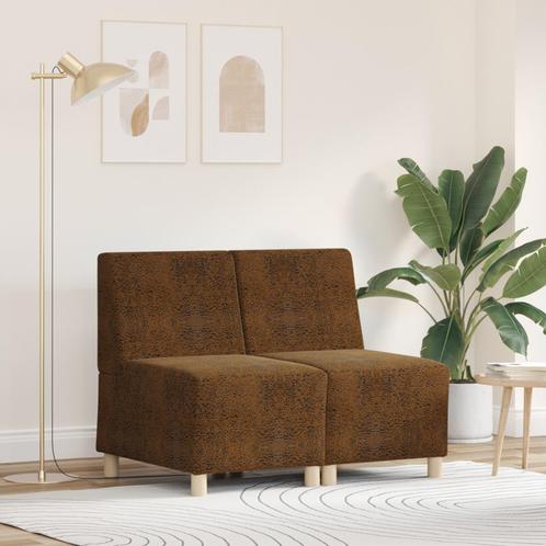 vidaXL Sofa Stoel met kussen 2 pcs Bruin 55 cm Faux suede, Huis en Inrichting, Banken | Bankstellen, Nieuw, Minder dan 150 cm