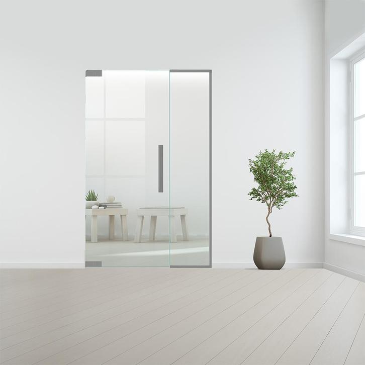 Glazen binnendeur met zijlicht zonder kozijn RVS beslag-Link, Doe-het-zelf en Verbouw, Glas en Ramen, Nieuw, Ophalen of Verzenden