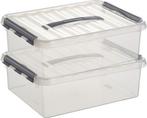 Sunware Q-line Opbergbox Transparant/Grijs 10 liter - Set, Nieuw, Verzenden