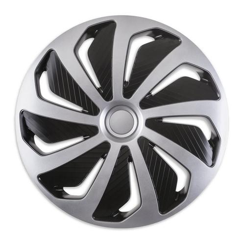 Wieldoppen 16 inch - Wind Zwart & Zilver - wieldoppenset, Auto diversen, Wieldoppen, Nieuw, Verzenden