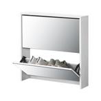 Schoenenkast met spiegels en 2 vouwdeuren 67x63x17 cm wit, Nieuw, Verzenden