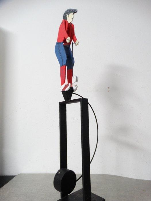 Standaard - hout/ metaal - Balans speelgoed golfer, Antiek en Kunst, Curiosa en Brocante