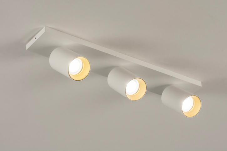 Rietveld Spots - Wit, Goud - Metaal, Aluminium, Huis en Inrichting, Lampen | Hanglampen, Verzenden