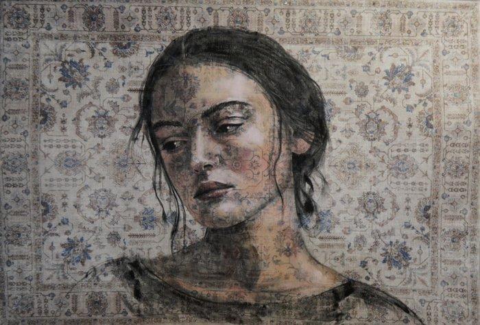 Jacqueline Klein Breteler - Lost in herself., portrait, Antiek en Kunst, Kunst | Schilderijen | Modern