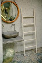 Teakea - Houten decoratie ladder | White wash | 50x5x175, Huis en Inrichting, Nieuw, Wit, Verzenden