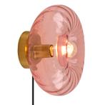 Retro wandlamp roze, Diane, met schakelaar, Huis en Inrichting, Lampen | Wandlampen, Ophalen of Verzenden, Nieuw, Glas, Retro