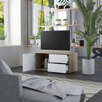 Tv-meubel 80x34x36 cm spaanplaat wit en sonoma eikenkleurig, Huis en Inrichting, Kasten | Televisiemeubels, Nieuw, Verzenden
