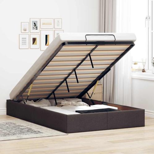 vidaXL Bedframe zonder matras 120x200 cm stof donkerbruin, Huis en Inrichting, Slaapkamer | Bedden, 120 cm, 200 cm, Bruin, Twijfelaar
