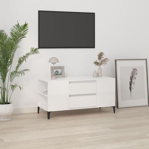 vidaXL Tv-meubel 102x44,5x50 cm bewerkt hout hoogglans wit, Huis en Inrichting, Kasten | Televisiemeubels, Nieuw, Verzenden