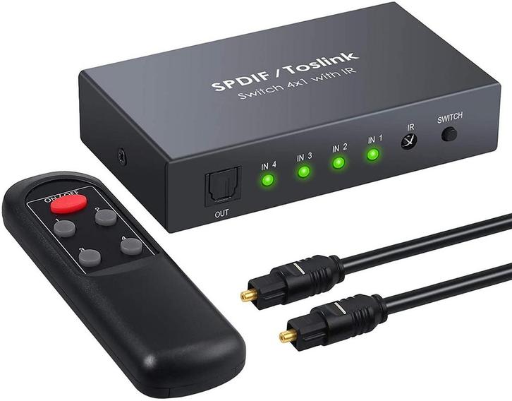 DrPhone 4x1 Digitale optische audio SPDIF Toslink – Glasveze, Computers en Software, Netwerk switches, Verzenden