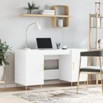vidaXL Bureau 140x50x75 cm bewerkt hout wit, Verzenden, Nieuw