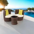 Wicker zitgroep Nice 2+1+1 met aluminium frame - zwart/bruin, Verzenden, Nieuw