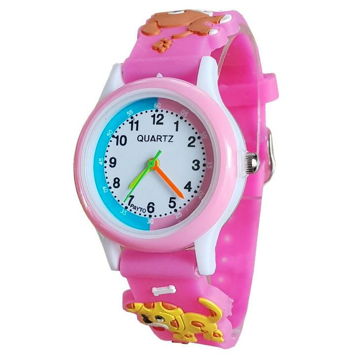 Fako - Kinderhorloge - 3D - Puppy - Roze, Sieraden, Tassen en Uiterlijk, Horloges | Kinderen, Verzenden