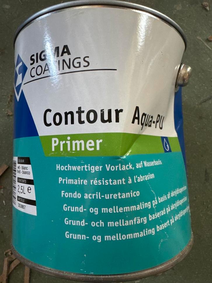 Sigma contour aqua pu primer - WIT - 2,5 liter - schadeblik, Doe-het-zelf en Verbouw, Verf, Beits en Lak, Verf, Wit, Nieuw, Minder dan 5 liter