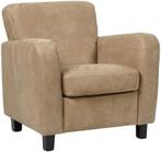 Leren fauteuil - Kenia Leer Taupe - Hout zwart, Huis en Inrichting, Fauteuils, Nieuw, Ophalen of Verzenden, Landelijk, 75 tot 100 cm