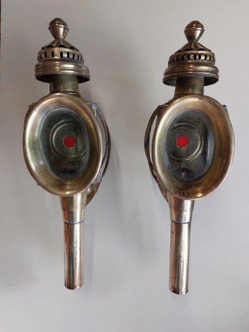 Wandlamp (2) - Franse Kaars / Koetslantaarn - Messing,, Antiek en Kunst, Curiosa en Brocante